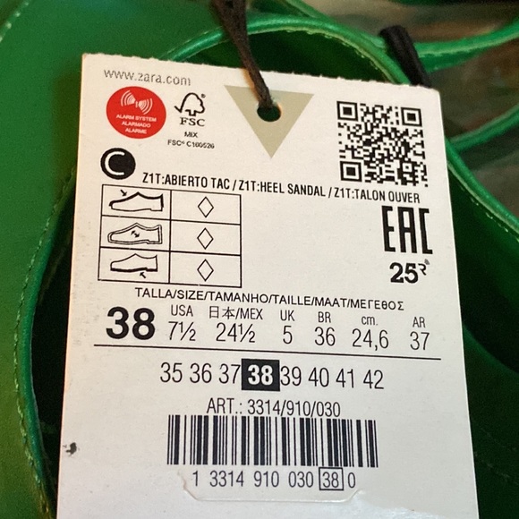NWT. Zara Green Heeled Sandals. Size 7,5 - Picture 9 of 9